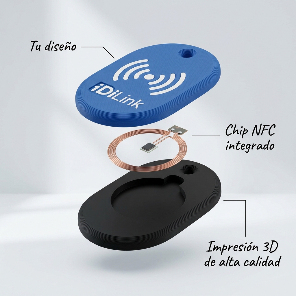 Esquema técnico de capas llavero NFC iDiLink